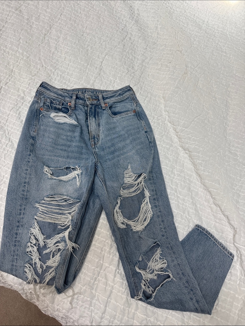 American Eagle Outfitters Light Blue Ripped Boyfriend Jeans